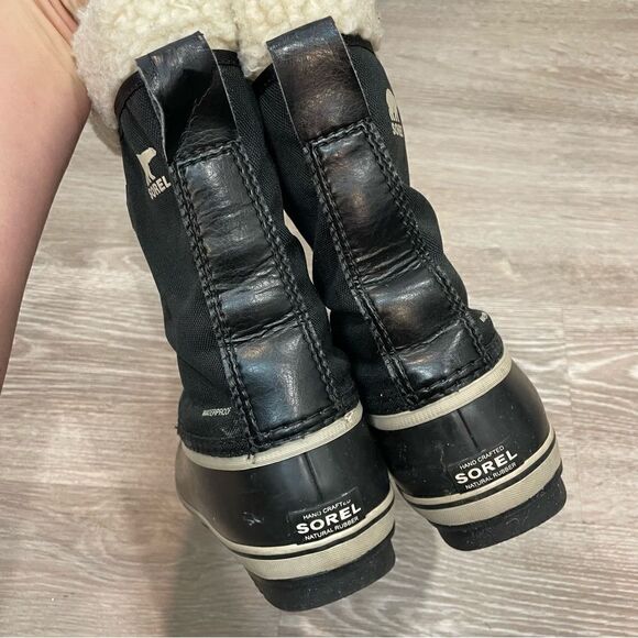 SOREL Womens 1962-010 PAC NYLON Black Ancient Waterproof Sherpa Snow Boots US7 - Picture 5 of 9